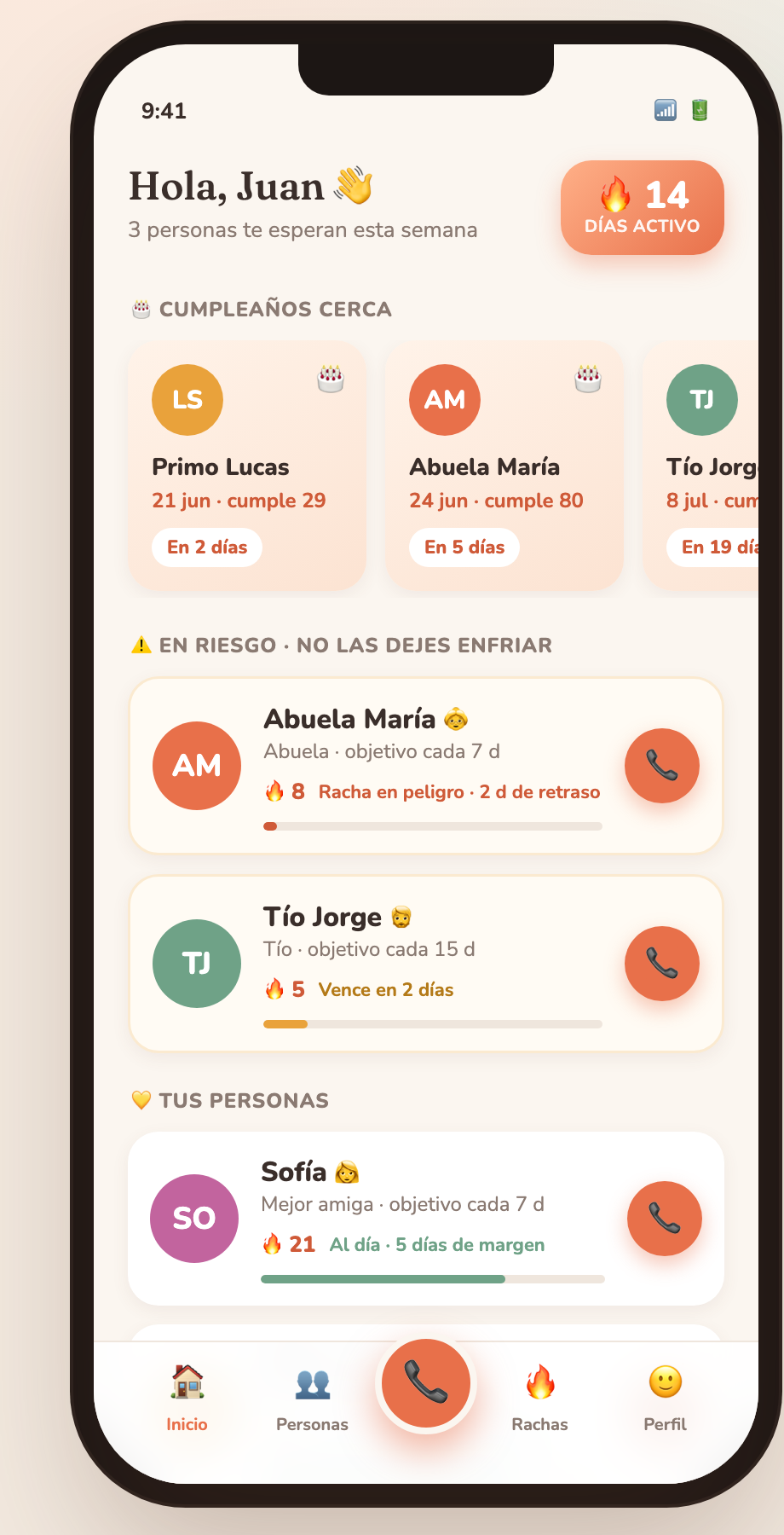 Aloha — your people, streaks and who to call next